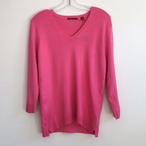 525 America Pink Sweater vneck stretch longsleeve
